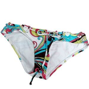 Groovy Belted Tie Front with Button Detail Bikini Bottoms Size Small